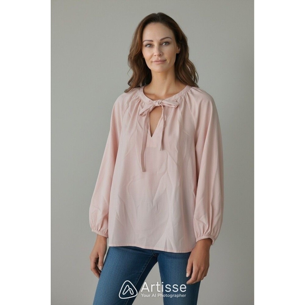 New Elie Tahari Peachy Pink Long Sleeve Blouse Top Size Medium (M) $78